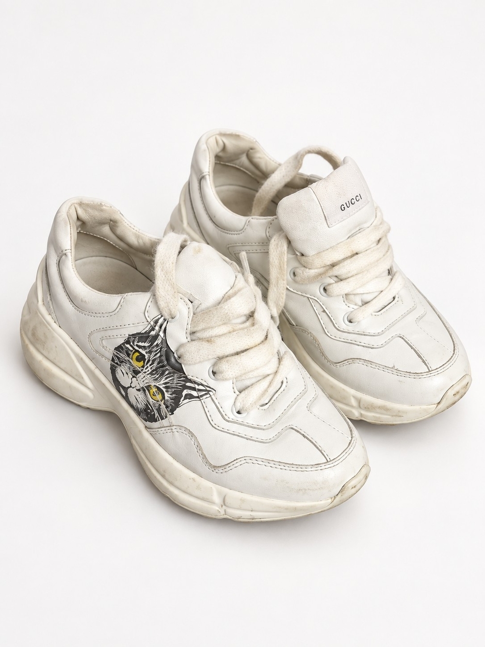 Gucci White Kids Sneakers with Cat Graphic
